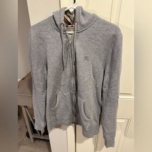 Men’s Burberry Gray Zip Up Hoodie Jacket